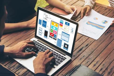 UX UI design process for modish mobile application and website Foto stock