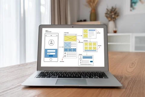 UX UI design process for modish mobile application and website Foto stock