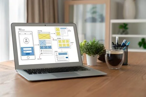 UX UI design process for modish mobile application and website Foto stock