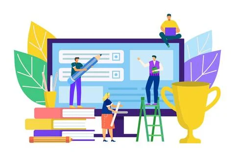 Ux ui design technology concept, vector illustration. People worker character Stock Illustration