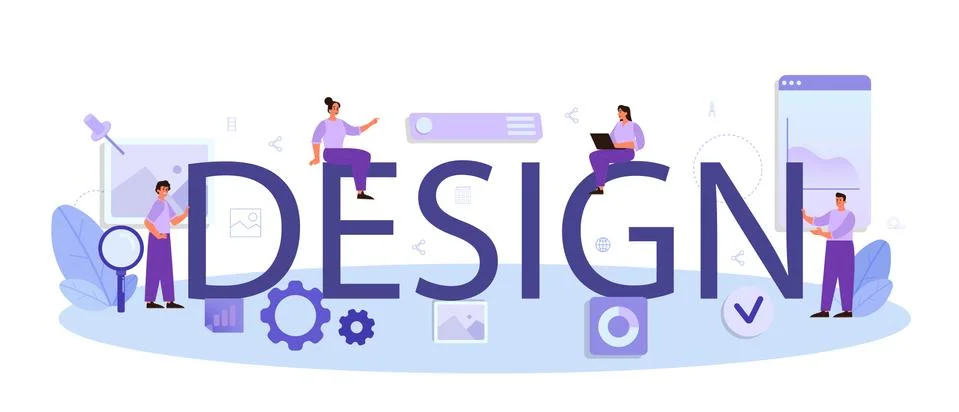 UX UI design typographic header. App interface improvement Stock Illustration