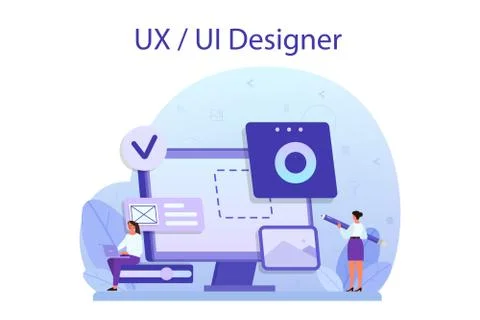 UX UI designer concept. App interface improvement for user. Stock Illustration