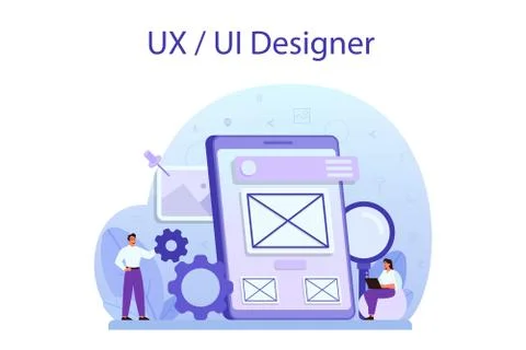 UX UI designer concept. App interface improvement for user. Stock Illustration
