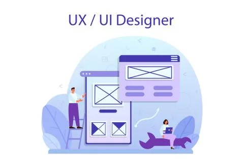 UX UI designer concept. App interface improvement for user. Stock Illustration