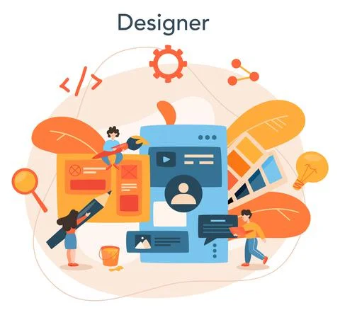 UX UI designer concept. App interface improvement for user Stock Illustration
