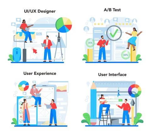 UX UI designer concept set. App interface improvement. User interface Stock Illustration