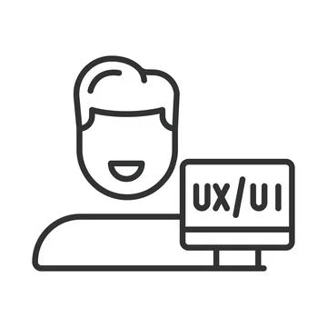 Ux ui designer, icon in line design. Ux ui designer, user experience, user Stock Illustration