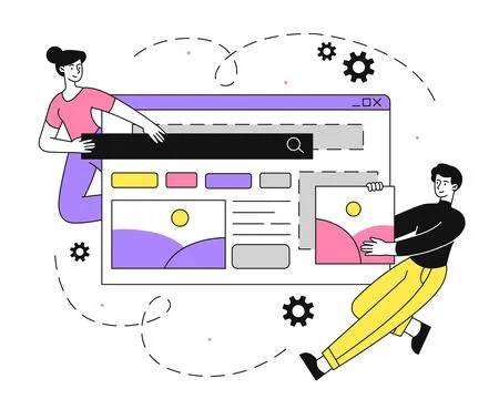 UX UI designer vector linear Stock Illustration
