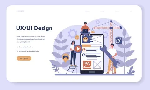 UX UI designer web banner or landing page. App interface イラスト素材