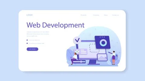 UX UI designer web banner or landing page. App interface Stock Illustration