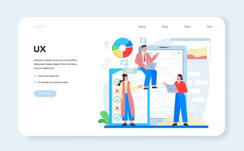 UX UI designer web banner or landing page. App interface improvement Stock Illustration