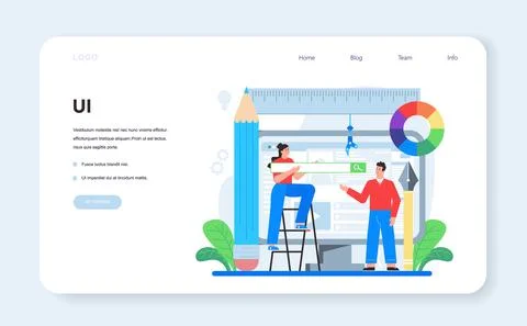 UX UI designer web banner or landing page. App interface improvement Illustrazione stock