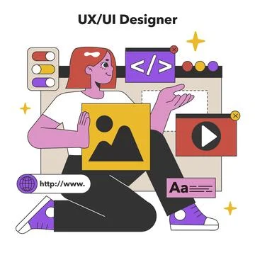 UX UI Designer at Work. Flat vector illustration Stockillustratie