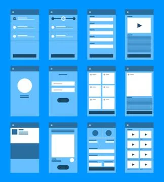 UX UI Flowchart. Mock-ups  mobile application concept flat design. Vector ill Stock Illustration