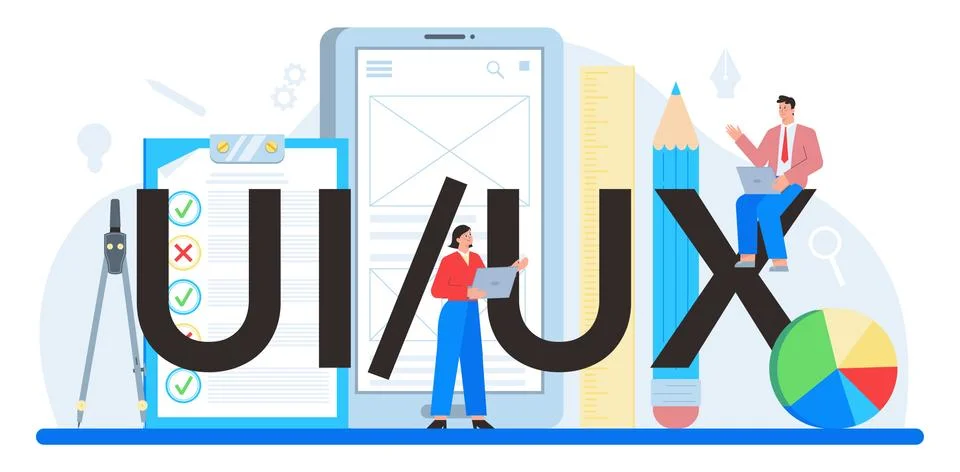 UX UI typographic header. App interface improvement Stock Illustration
