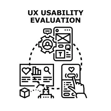 Ux usability evaluation testing mobile application interface Stock Illustration