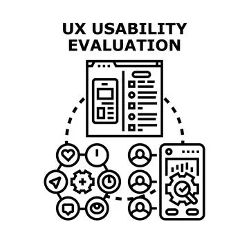 Ux usability evaluation vector concept presenting user experience Stock Illustration