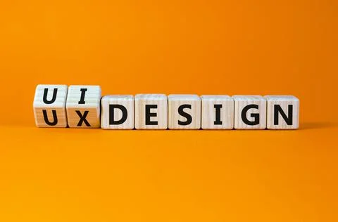 UX user experience design or UI user interface design symbol. Turned wooden c Foto stock
