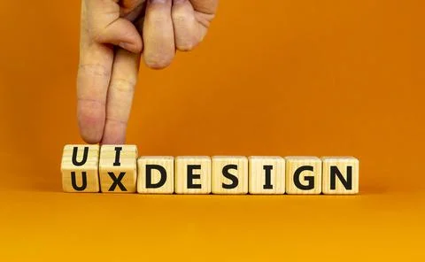 UX user experience design or UI user interface design symbol. Businessman tur Foto stock