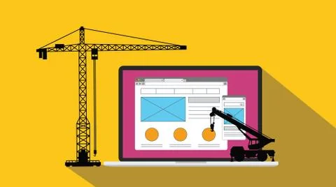 Ux user experience design website apps development and build with crane and l Stock Illustration