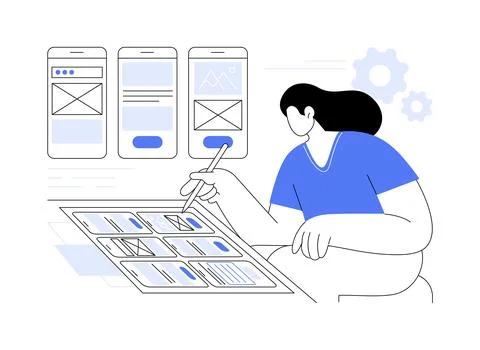 UX wireframes isolated cartoon vector illustrations. Ilustración de archivo