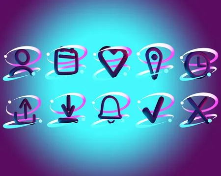 UX/UI 3D icon set 3D illustration Stock Illustration
