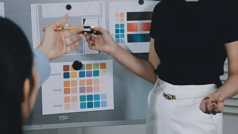 UXUI design brainstorming session with sketches and digital tools Stock Footage 323348630