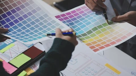 UXUI design brainstorming session with sketches and digital tools 動画素材 324849319