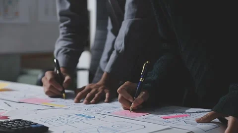 UXUI design brainstorming session with sketches and digital tools 動画素材 324849466
