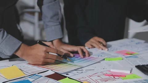 UXUI design brainstorming session with sketches and digital tools 動画素材 324849504