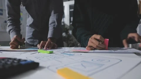UXUI design brainstorming session with sketches and digital tools 動画素材 324849508