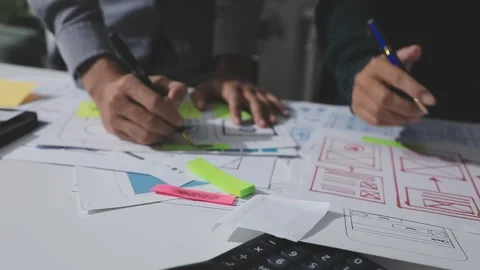 UXUI design brainstorming session with sketches and digital tools 動画素材 324849523