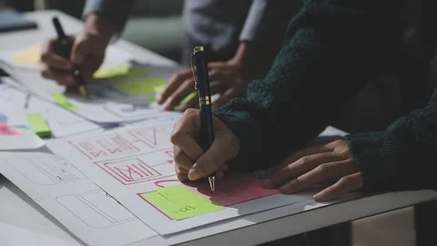 UXUI design brainstorming session with sketches and digital tools 動画素材 324849527