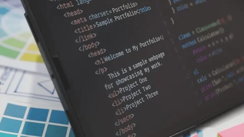 UX/UI designer working on wireframes for a website and mobile app prototype.. Stock Footage 309838280