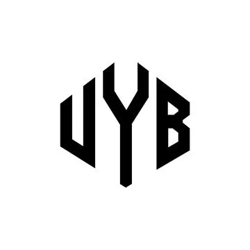 UYB letter logo design with polygon shape. UYB polygon and cube shape logo .. Stock Illustration