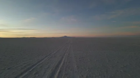 Uyuni Salt Flat surface Bolivia white landscape, car ride POV trip excursion Stock Footage 307890568