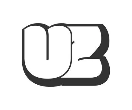 UZ logo, bubble comic lettering, rounded in graffiti style black and white .. Stock Illustration