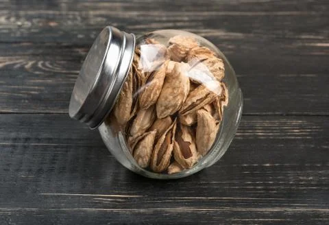 Uzbek almonds in jar Stock Photos