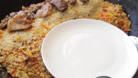 Uzbek Pilaf Stock Footage 137406787