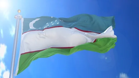 Uzbekistan animated flag pack in 3D and isolated background Stock Footage 119930892