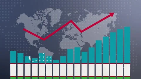 Uzbekistan bar chart graph with ups and downs, increasing values, concept o.. Vidéo 281167150