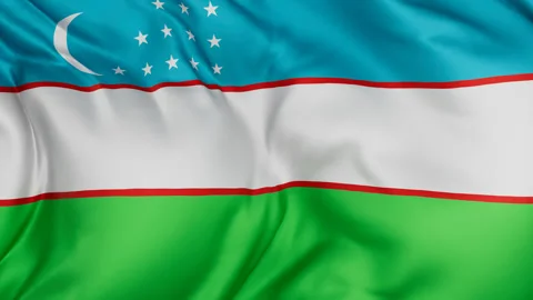 Uzbekistan cloth flag background loop Stock Footage 310851178