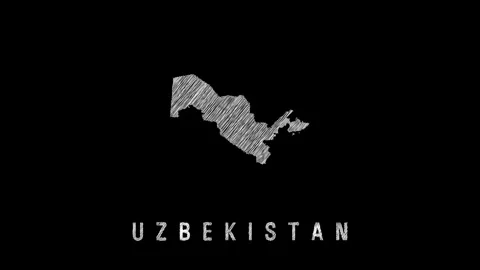Uzbekistan country map revealing in a scribble animation Video stock 329683059