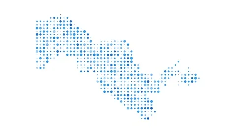 Uzbekistan dotted digital map. Map of Uzbekistan with pulsating colored circl... Stock Footage 231079115