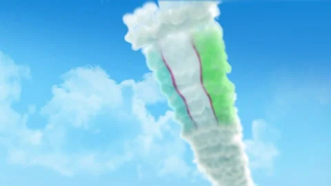 Uzbekistan Flag 3D Render Animation Created with Colored Smoke Trails by Air 스톡 동영상 332313517