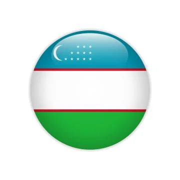 Uzbekistan flag on button 스톡 일러스트
