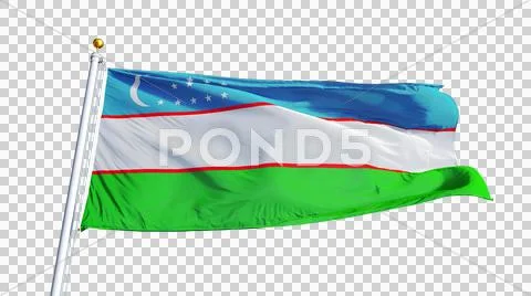 Uzbekistan flag, close up, isolated with alpha channel Stock Photos