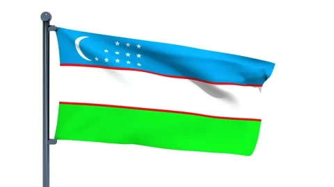Uzbekistan Flag Stock Footage 150542569