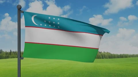 Uzbekistan Flag Stock Footage 153256753