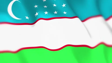 Uzbekistan Flag Seamless Loop 4k 60fps on Sky Background Stock Footage 340353079